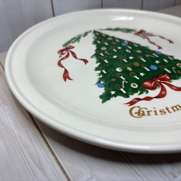 Vtg Carrigaline Pottery Christmas Tree Cookie Plate RETIRED 70s Cork Ireland 7” - Picture 8 of 9